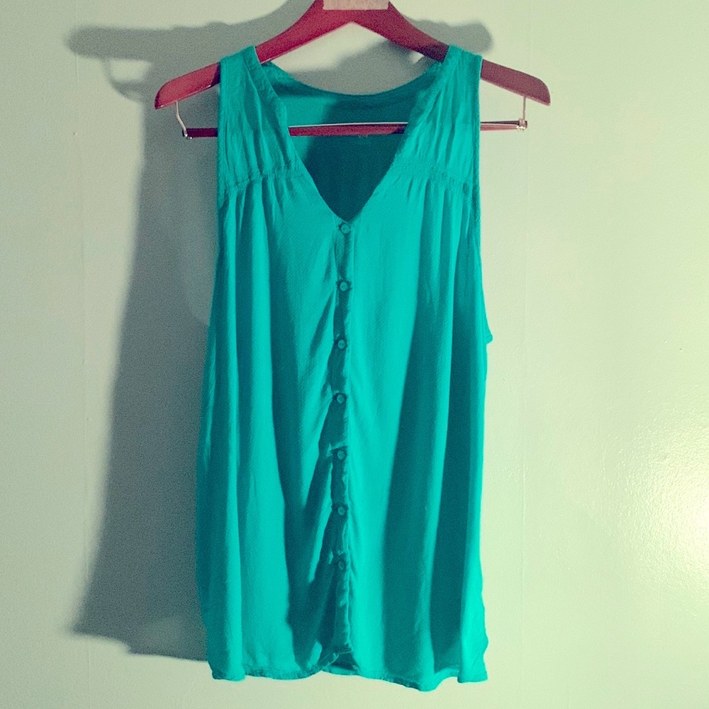 Soft Lightweight Blue Teal Sleeveless Textured Blouse by Merona a Target Brand